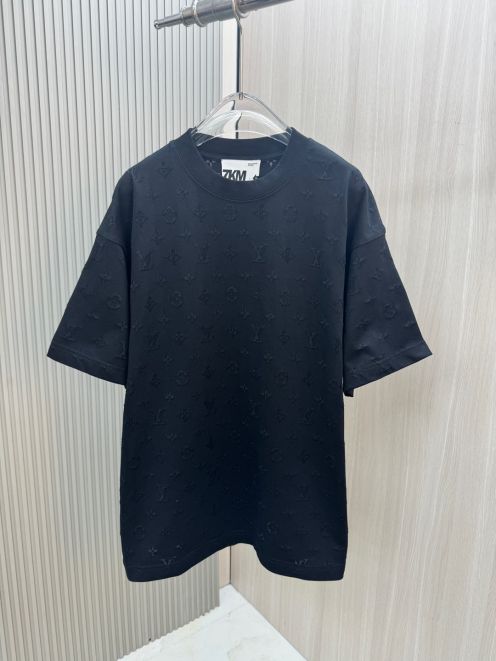 男女兼用 ルイヴィトンtシャツヤフオクコピー トップス 半袖 プリント 純綿 ファッション感 ブラック