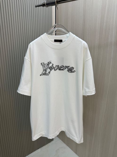 ルイヴィトンtシャツレディース偽物 トップス 半袖 プリント 純綿 男女兼用 ファッション感 ブラック