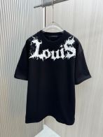 ヴィトン tシャツ 公式コピー 100％綿 トップス 半袖 プリント シンプル 男女兼用 ロゴプリント ブラック