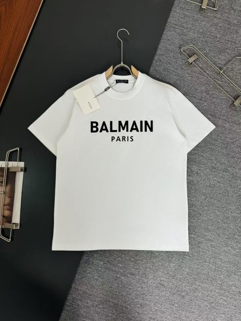 BALMAIN バルマン け tシャツコピー 短袖トップス まるくび ロゴプリント 100％綿 シンプル ホワイト