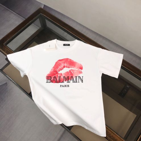 BALMAIN ランバラルtシャツコピー 半袖 プリント トップス 純綿 柔軟 シンプル 男女兼用 ホワイト