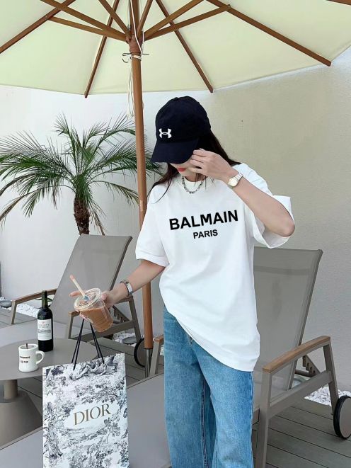 BALMAIN 超激得の新品 ホフマン シャツスーパーコピー Tシャツ トップス ロゴプリント 100％綿 男女兼用 ホワイト