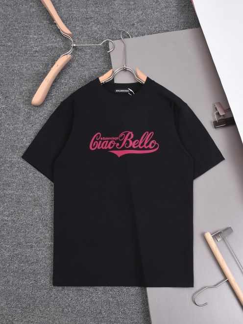 男女兼用 バレンシアガtシャツcrew激安通販 プリント 100％綿 半袖トップス ゆったり 柔らかい ブラック