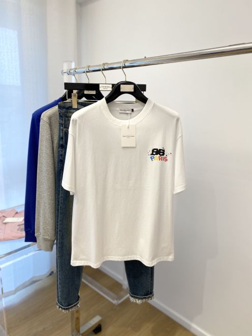 人気定番 バレンシアガ tシャツ ヒカキンコピー Ｔシャツ 短袖トップス シンプル 100%綿 プリント ホワイト