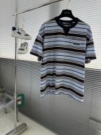 プラダ 激安 ボーダー半袖Tシャツ 高再現度モデル 肌触り良好 シンプルデザイン 夏服対応 上質感漂う 快適な着心地