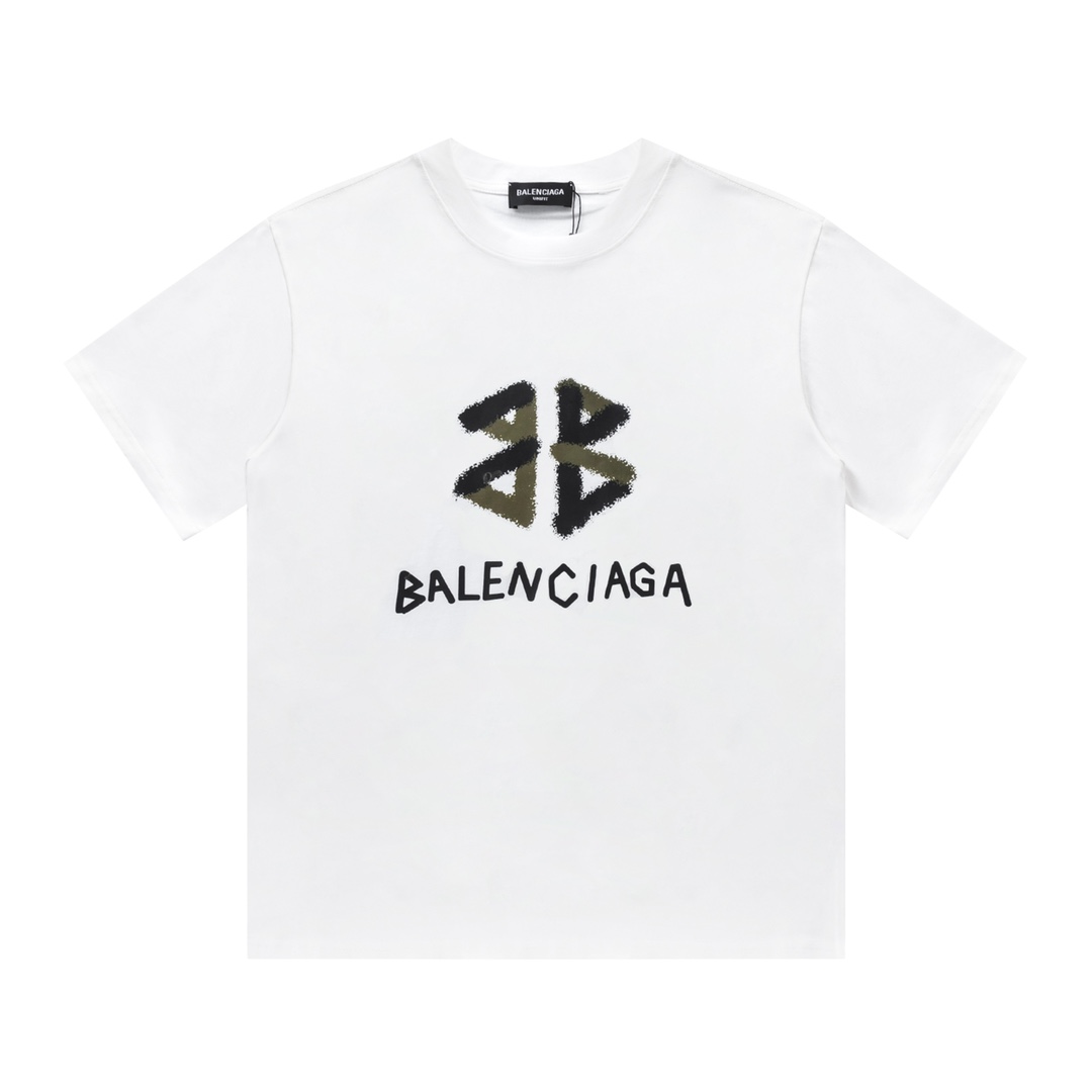 一番安い バレンシアガtシャツ 値段偽物 トップス 柔らかい 純綿 ロゴプリント 半袖 シンプル ホワイト_4