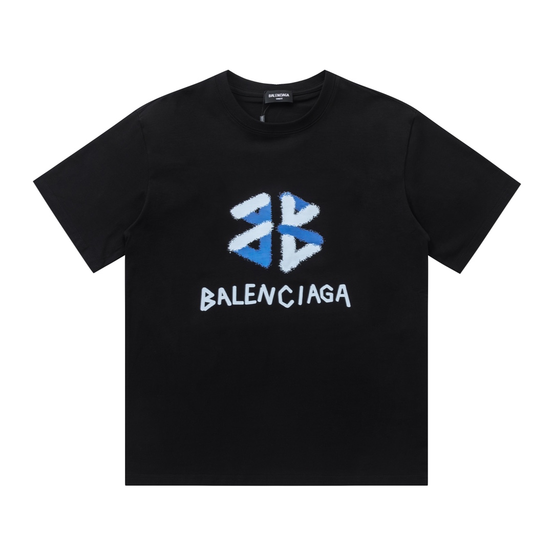 一番安い バレンシアガtシャツ メンズＮ級品 トップス 柔らかい 純綿 ロゴプリント 半袖 シンプル ブラック_4