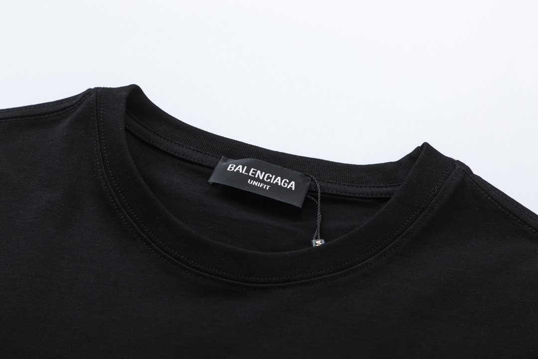 一番安い バレンシアガtシャツ メンズＮ級品 トップス 柔らかい 純綿 ロゴプリント 半袖 シンプル ブラック_6