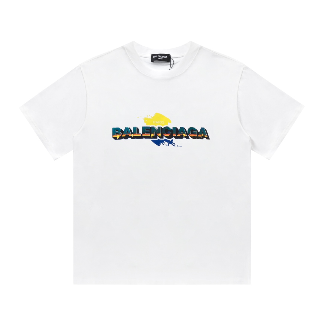 乾きやすい バレンシアガのtシャツ激安通販 シンプル 純綿 ロゴプリント トップス 半袖 品質保証 ホワイト_4