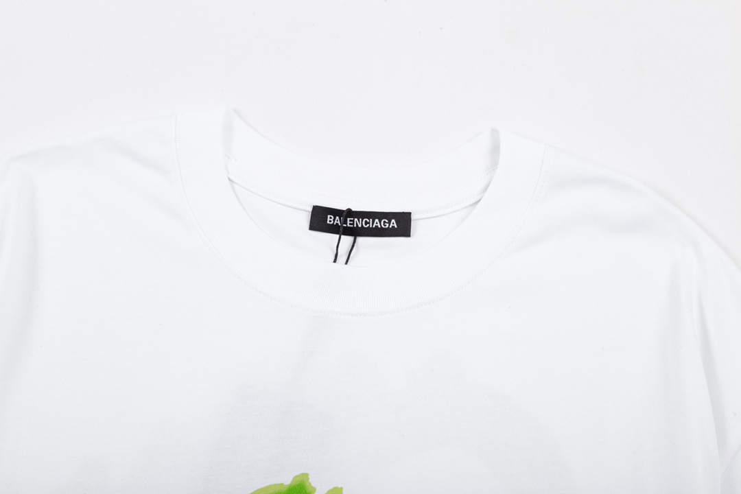 オンライン限定 バレンシアガ tシャツ オーバーサイズ偽物 クルーネック 純綿 大きいロゴプリント トップス 短袖 ホワイト_2