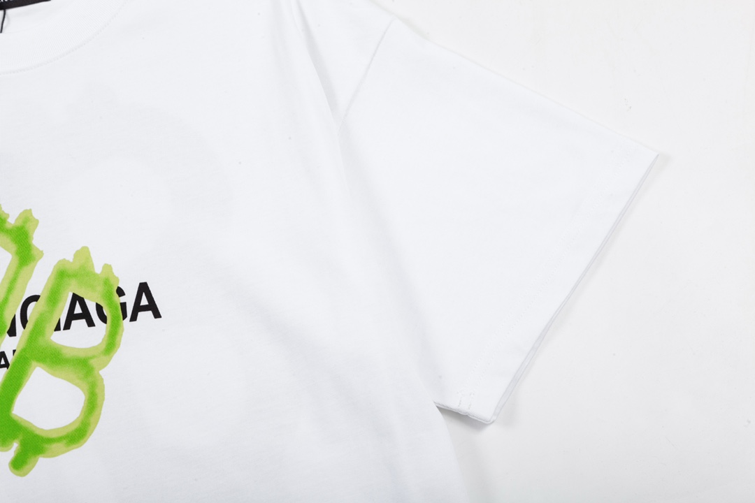 オンライン限定 バレンシアガ tシャツ オーバーサイズ偽物 クルーネック 純綿 大きいロゴプリント トップス 短袖 ホワイト_6