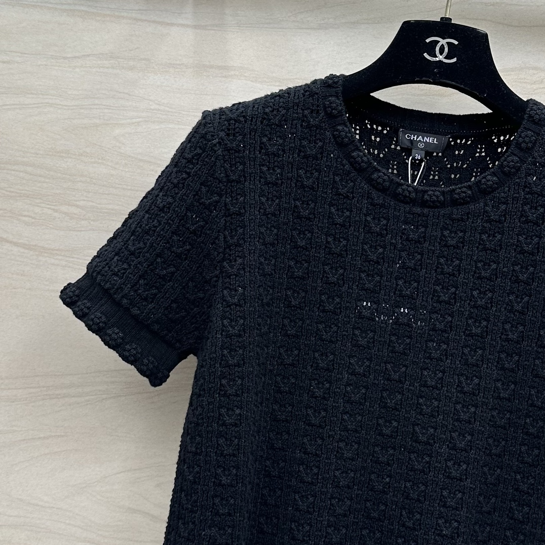 シャネル t シャツ偽物 心地よい着用感 純綿 トップス 半袖 シンプル 高級感 品質保証 ブラック_7