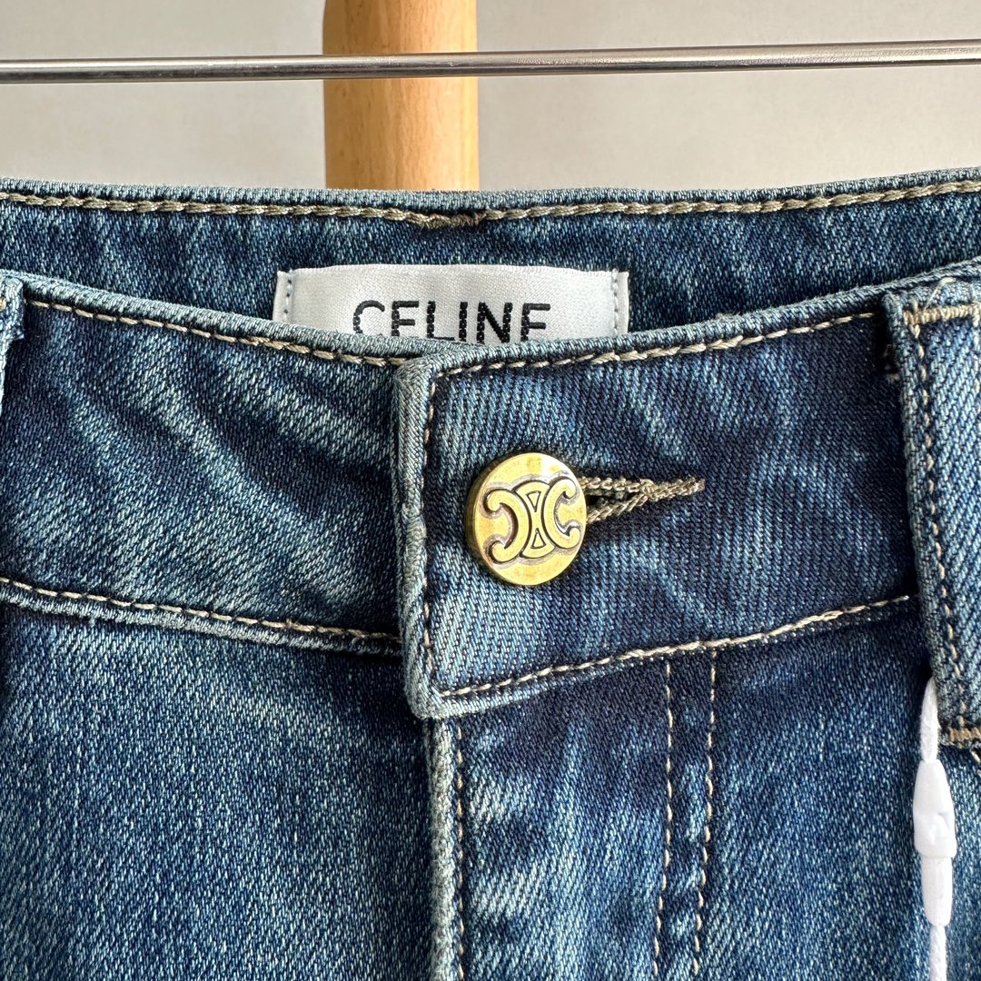 celine エレファント デニム偽物 ズボン 高級感溢れる パンツ 筒形パンツ シンプル ゆったり 人気 ブルー_6