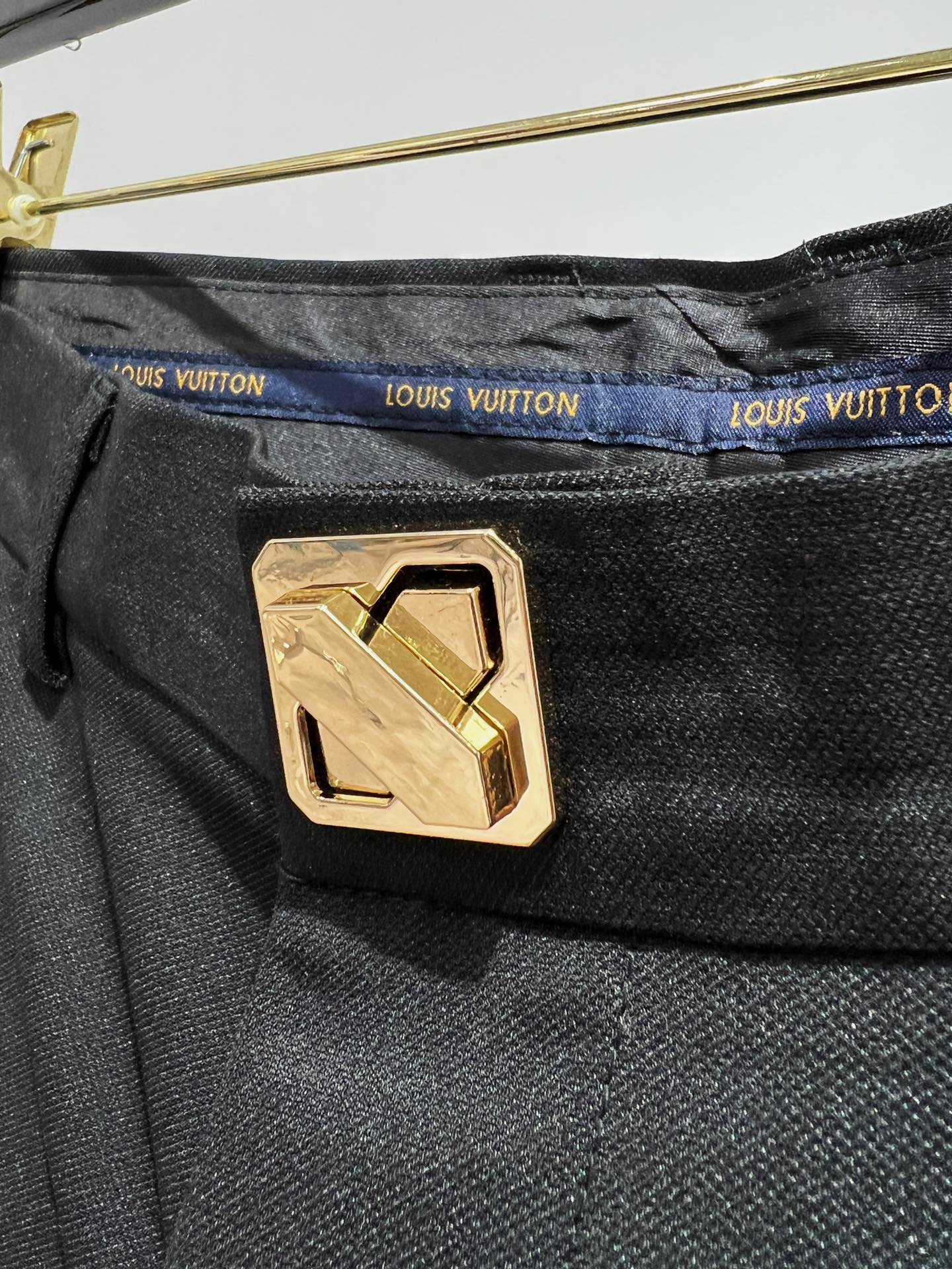 ヴィトン パンツ偽物 ファッション スラックス 高級感溢れる ズボン ビジネス 筒形 特別な ブラック_5