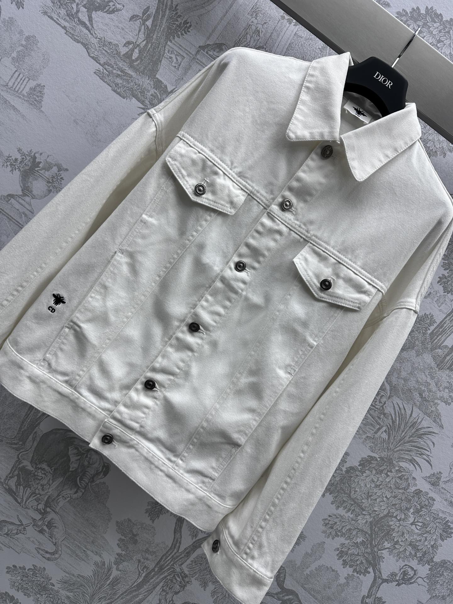 ディオールジャケットメンズＮ級品 ジャケット トップス デニム素材 日常服 プリント レトロ ファッション ホワイト_2