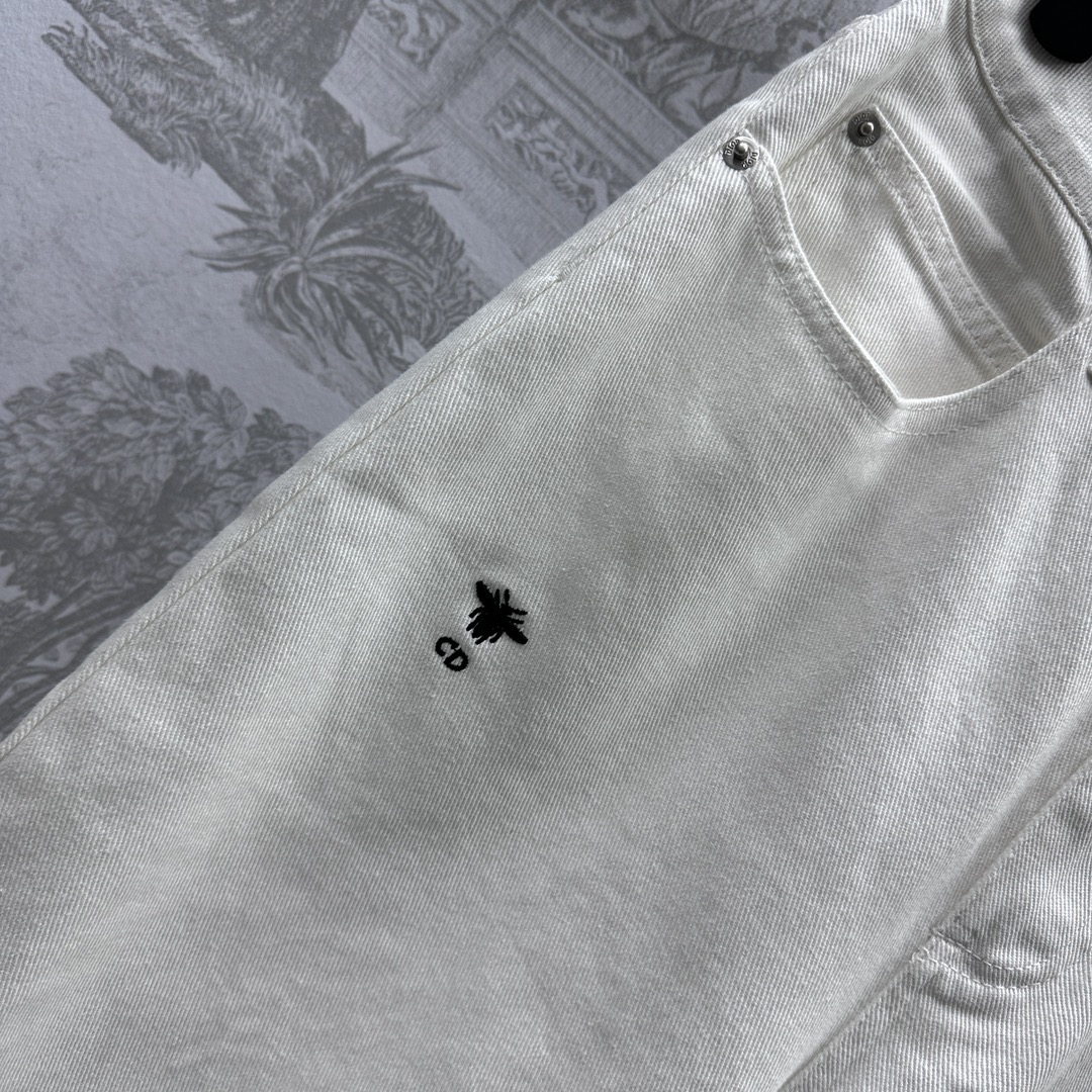 ディオールズボンスーパーコピー デニム素材 シンプル ズボン ゆったり 筒形パンツ ファッション ホワイト_4