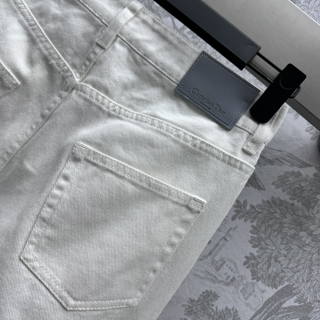 ディオールズボンスーパーコピー デニム素材 シンプル ズボン ゆったり 筒形パンツ ファッション ホワイト_7