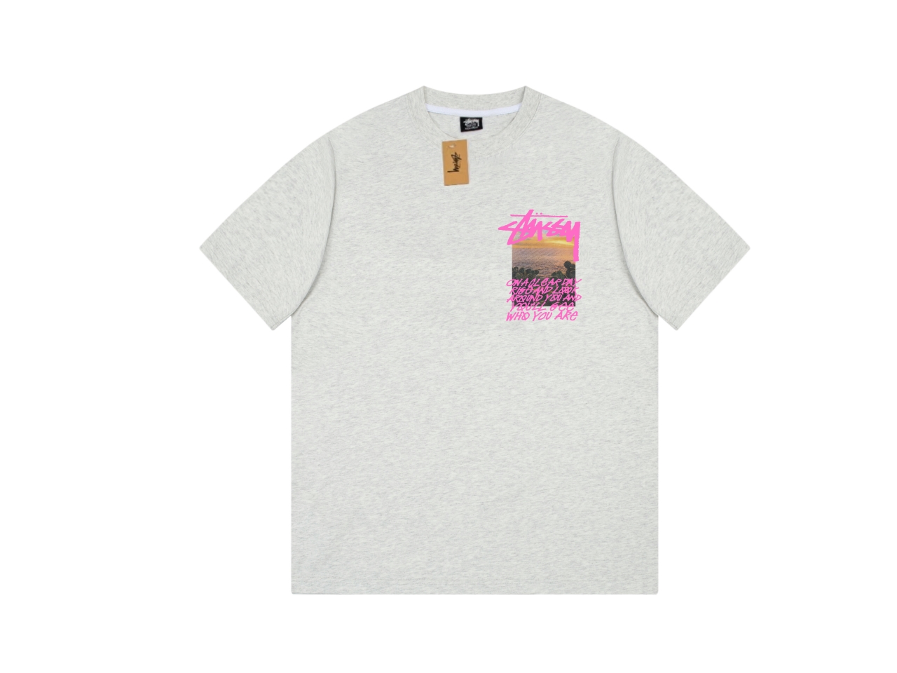 stussy international tシャツスーパーコピー シンプル 純綿 限定品 半袖 海の写真プリント ファッション グレイ_1