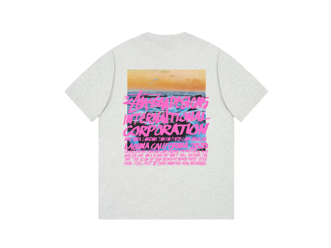 stussy international tシャツスーパーコピー シンプル 純綿 限定品 半袖 海の写真プリント ファッション グレイ_7
