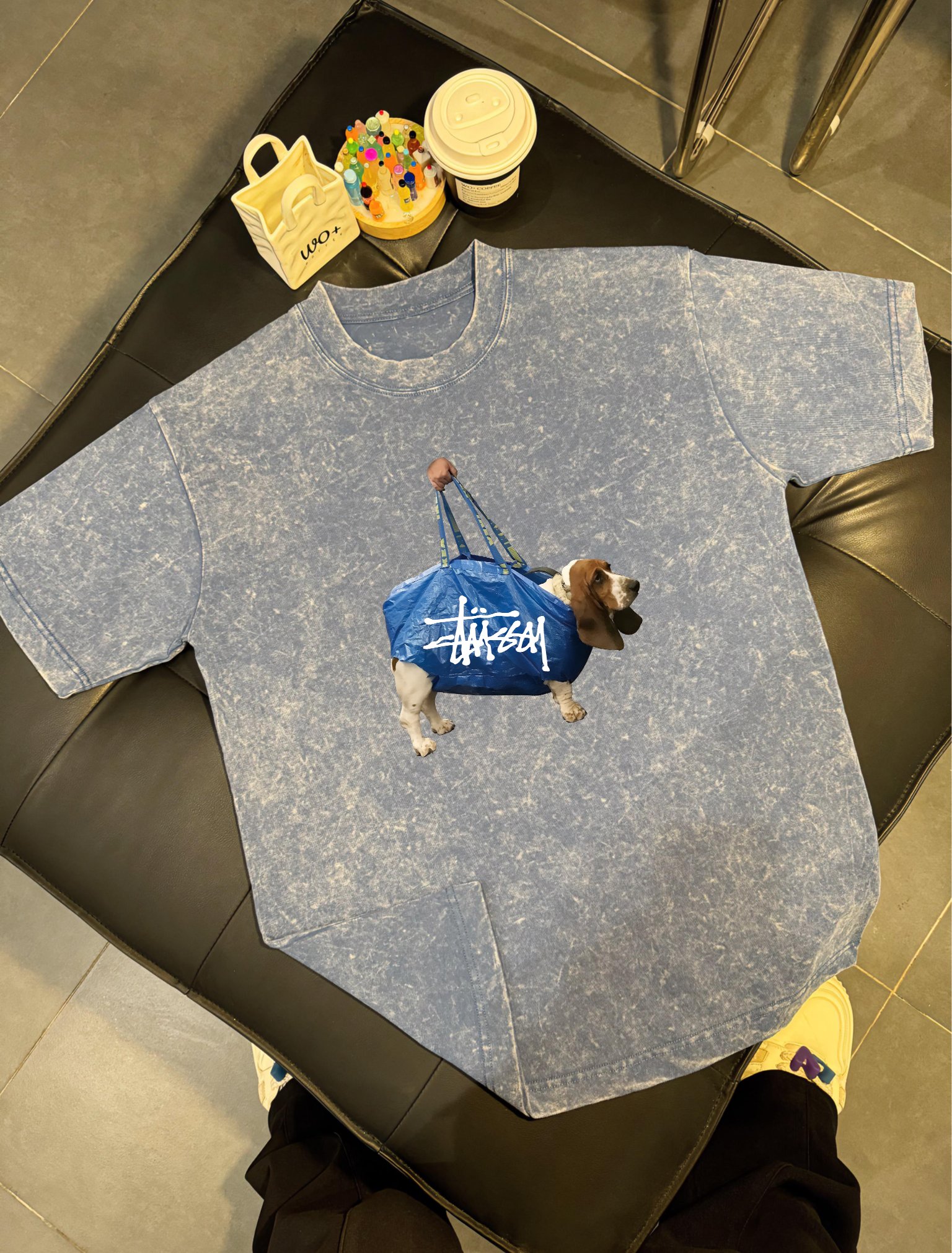 お買い得品 短袖 シンプル ステューシーtシャツ 着丈偽物  純綿 トップス 犬プリント 激安 柔らかい グレイ_6