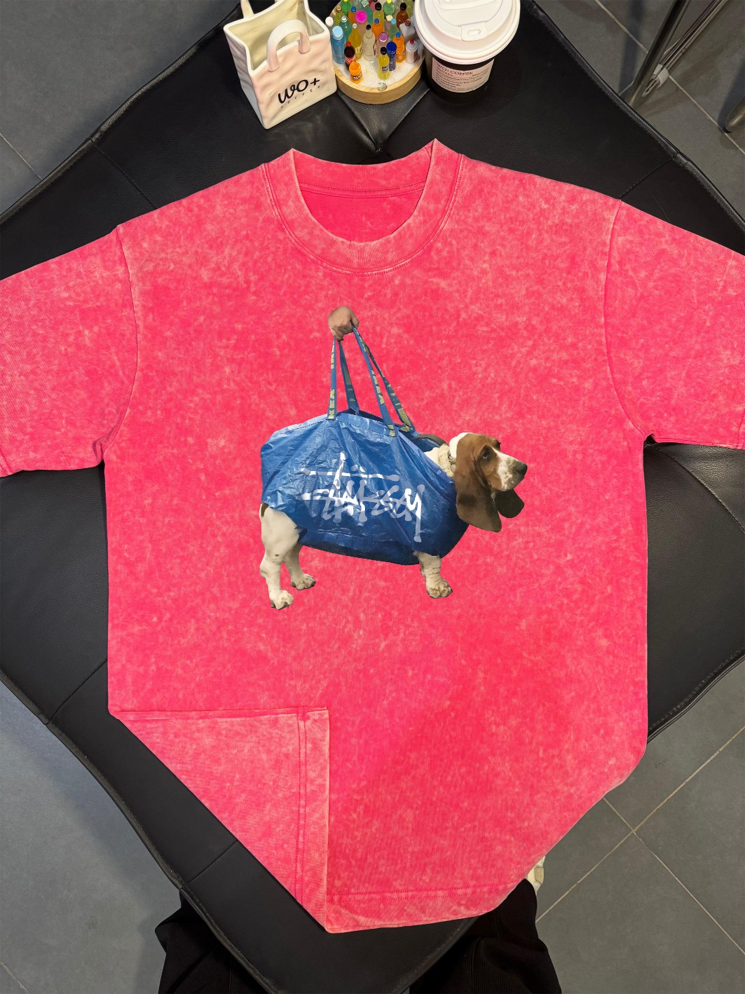 お買い得品 短袖 シンプル ステューシーtシャツ サイズ感コピー  純綿 トップス 犬プリント 激安 柔らかい ローズレッド_7