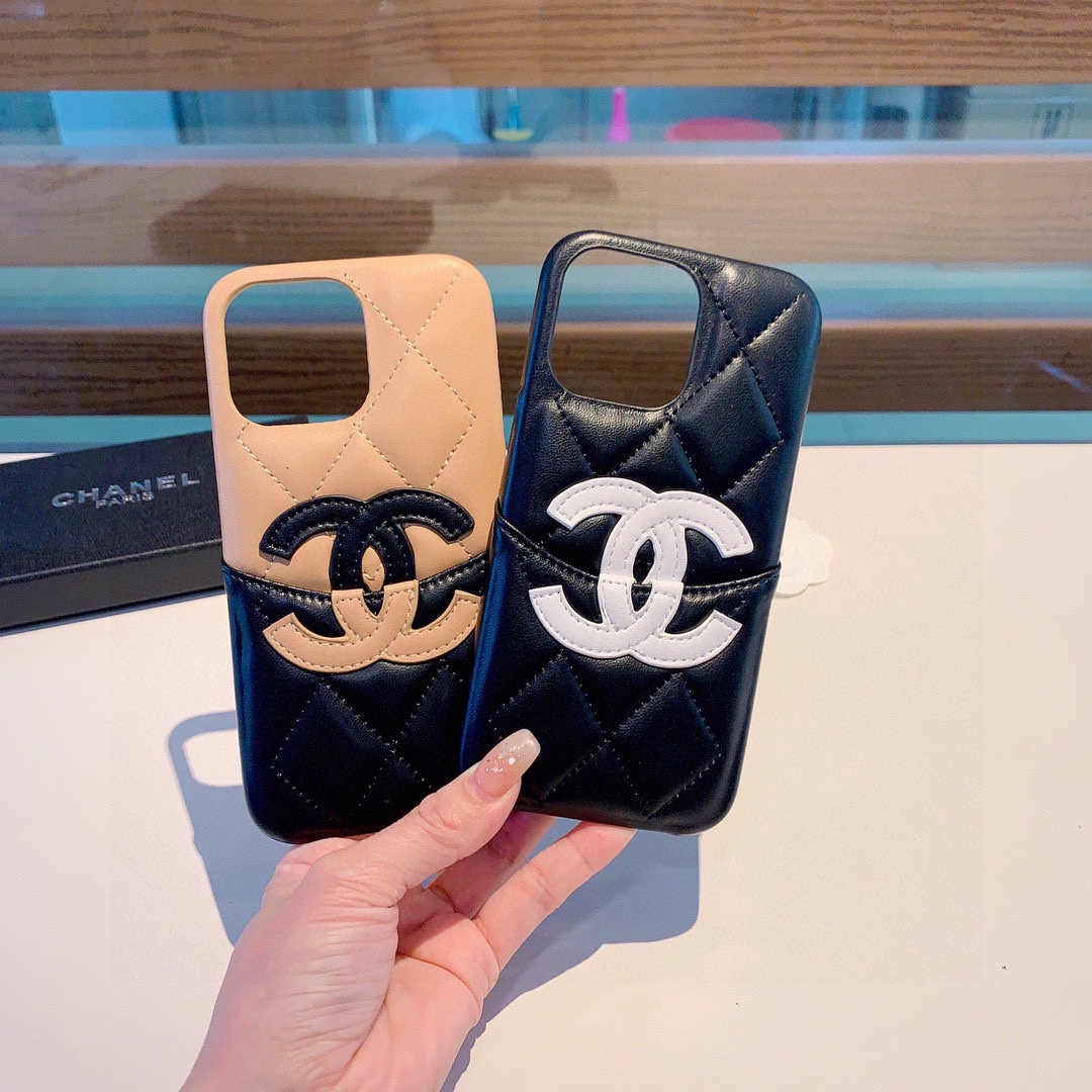 chanel スマホスーパーコピー スマートフォンケース 可愛い 耐衝撃 落下防止 simple レザー素材 ロゴ シャネル風 ブラウン_5