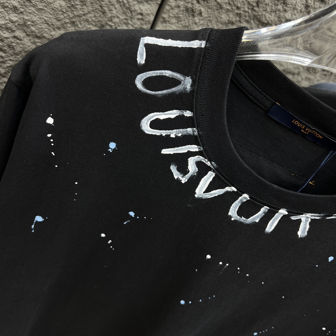 ルイヴィトンtシャツ公式コピー プリント 高級感 純綿 トップス シンプル 柔らかい 半袖 数量限定の爆買 ブラック_4