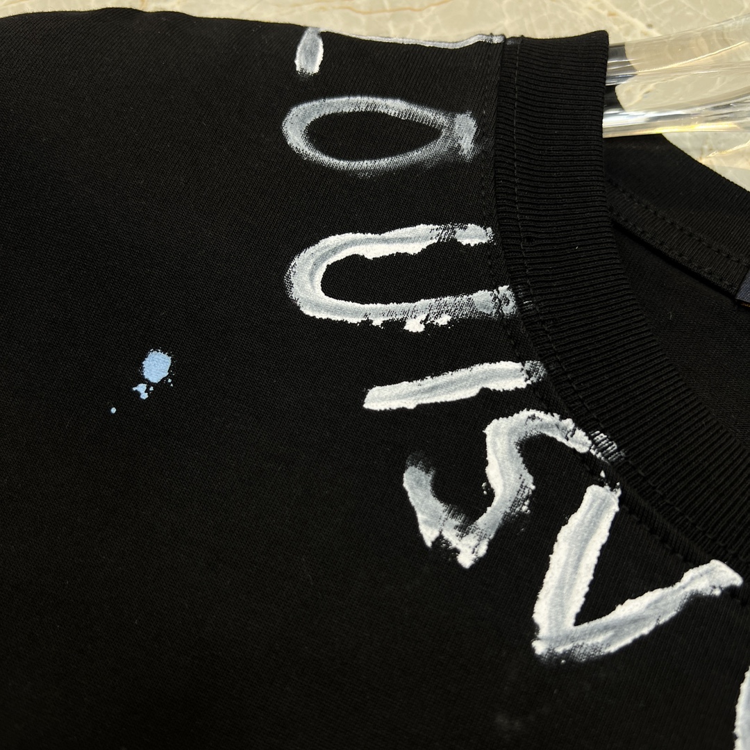 ルイヴィトンtシャツ公式コピー プリント 高級感 純綿 トップス シンプル 柔らかい 半袖 数量限定の爆買 ブラック_9