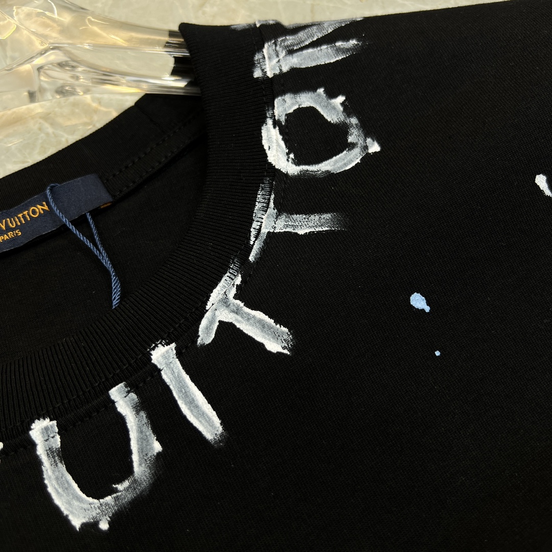 ルイヴィトンtシャツ公式コピー プリント 高級感 純綿 トップス シンプル 柔らかい 半袖 数量限定の爆買 ブラック_10