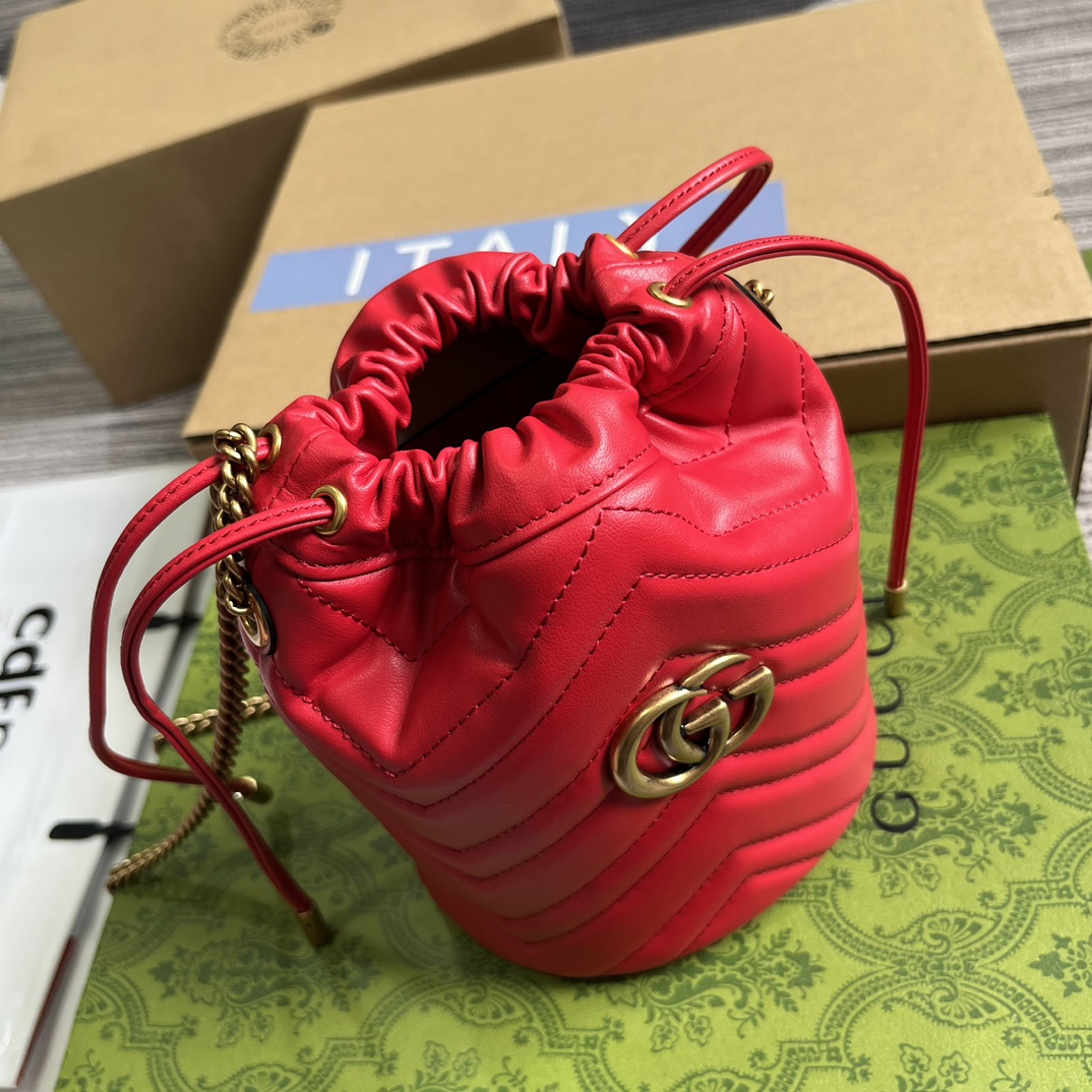 gucci ハンドバッグ偽物 牛革 型番575163 肩掛けバッグ バケットバッグ MINI 人気定番 レディース レッド_3