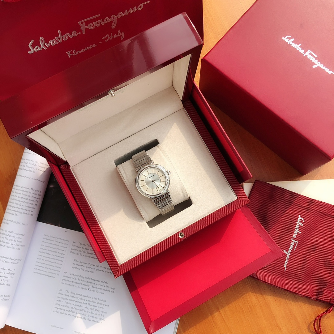 ferragamo 腕時計スーパーコピー ダイヤモンド飾り ビジネス ウォッチ 文字盤 スチールバンド レディース 2色可選 ホワイト_3