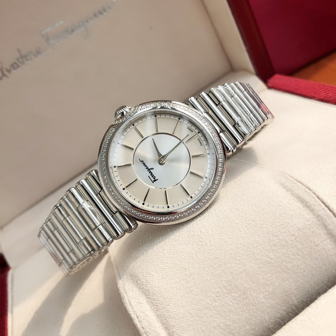 ferragamo 腕時計スーパーコピー ダイヤモンド飾り ビジネス ウォッチ 文字盤 スチールバンド レディース 2色可選 ホワイト_6