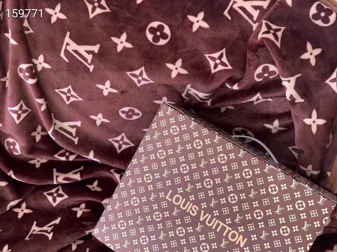 louis vuitton ブランケットスーパーコピー 毛布 あったか フランネル 柔らかく肌触 掛け毛布 花柄 ブラウン_4