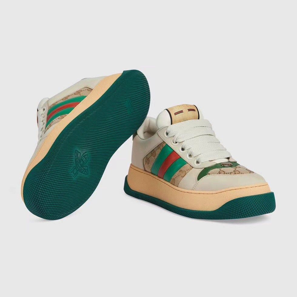 期間限定品 gucci スニーカー メンズ偽物 運動靴 厚い底 カップル 防滑 カジュアルシューズ 通学 グリーン_2