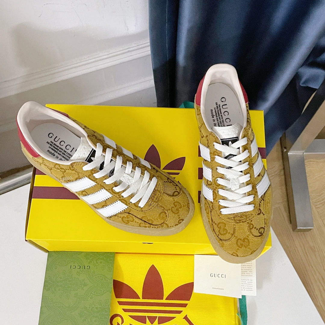 最新到着‼gucci メンズ スニーカーコピー 運動 adidas x Gucciコラボ ランニング カップル 防滑 カジュアル 通学 イエロー_2