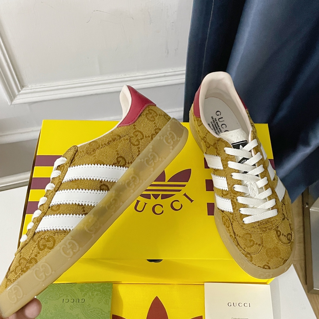 最新到着‼gucci メンズ スニーカーコピー 運動 adidas x Gucciコラボ ランニング カップル 防滑 カジュアル 通学 イエロー_3