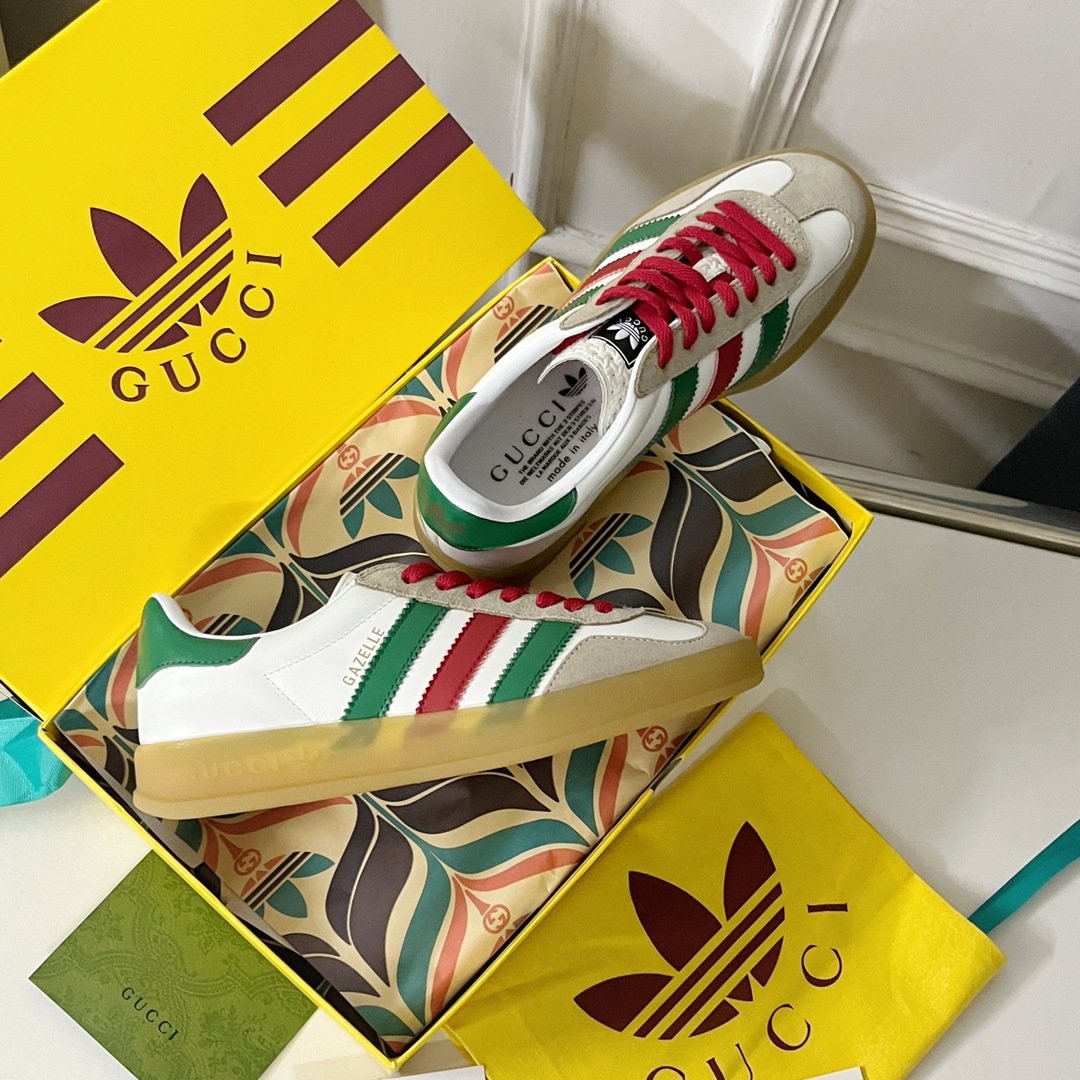 最新到着‼グッチ レディース スニーカー偽物 運動 adidas x Gucciコラボ ランニング カップル 防滑 カジュアル ブラウン_4