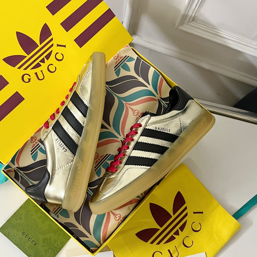 最新到着‼グッチ スニーカー レディース 公式コピー 運動 adidas x Gucciコラボ ランニング カップル 防滑 カジュアル ゴールド_6