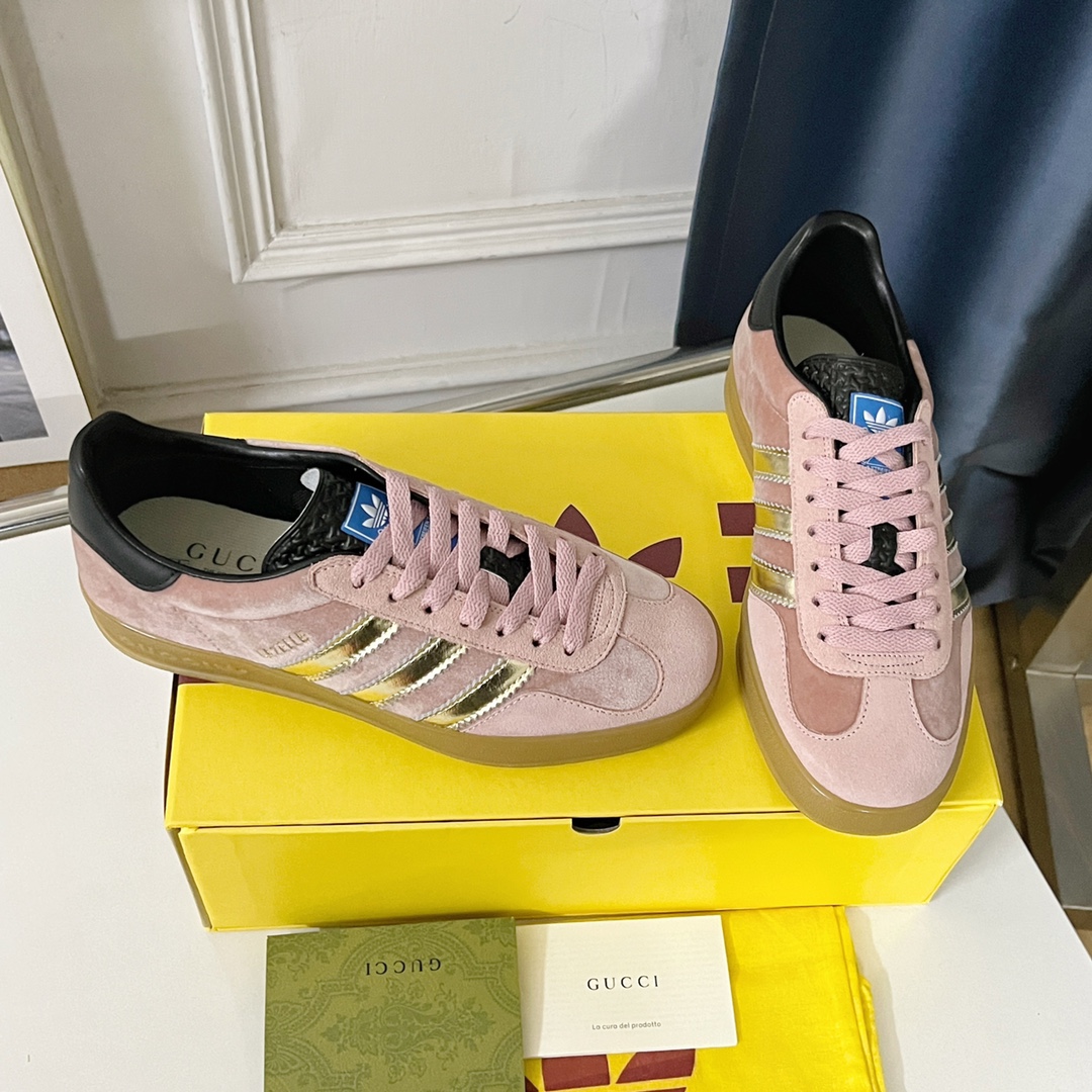 最新到着‼レディース グッチ スニーカースーパーコピー 運動 adidas x Gucciコラボ ランニング カップル 防滑 カジュアル ピンク_2