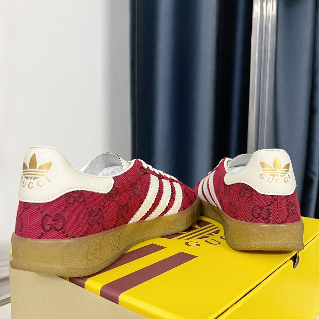 adidas gucci コラボ スニーカーＮ級品 運動 adidas x Gucciコラボ ランニング カップル 防滑 カジュアル 通学 レッド_9