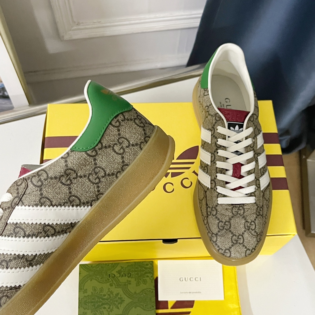 adidas gucci スニーカー激安通販 運動 adidas x Gucciコラボ ランニング カップル 防滑 カジュアル 花柄 ブラウン_3