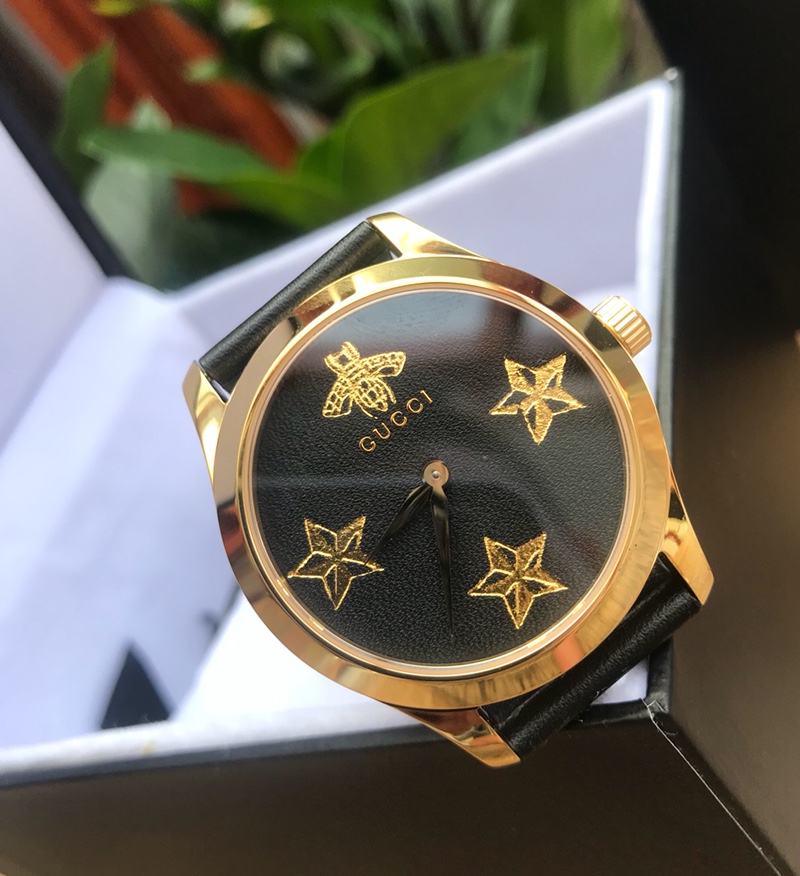 gucci メンズ 時計コピー ウォッチ レザーバンド うで時計 星プリント 防水 G-Timelessシリーズ ブラック_5