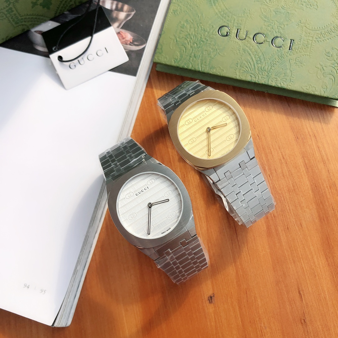 gucci メンズ 腕時計Ｎ級品 ウォッチ ファッション simple 防水 スチールバンド うで時計 メンズ 2色可選 イエロー_1