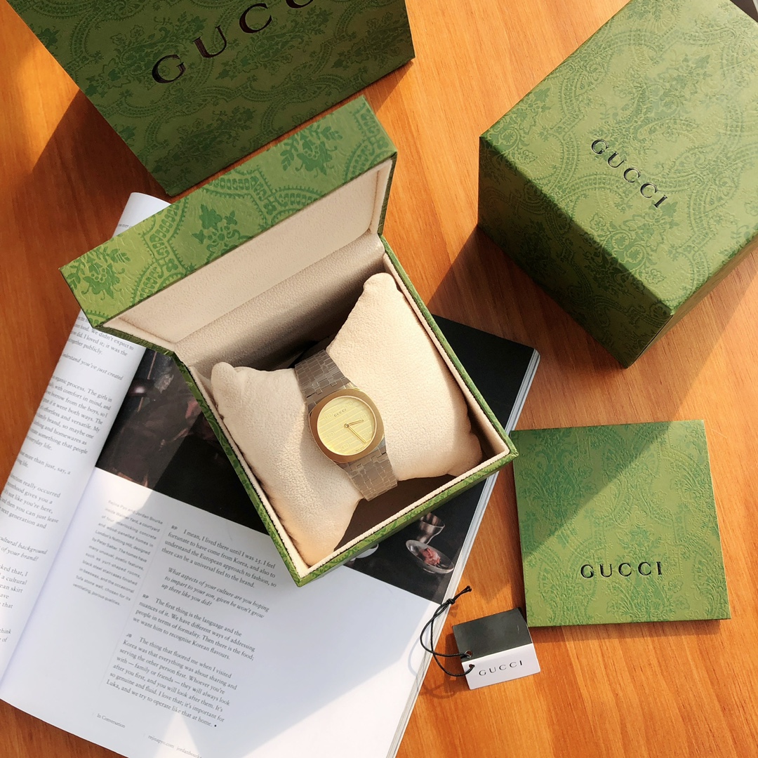 gucci メンズ 腕時計Ｎ級品 ウォッチ ファッション simple 防水 スチールバンド うで時計 メンズ 2色可選 イエロー_2