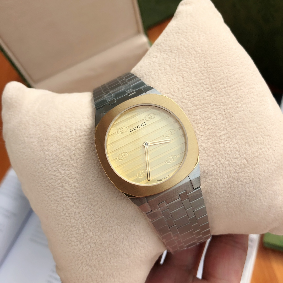 gucci メンズ 腕時計Ｎ級品 ウォッチ ファッション simple 防水 スチールバンド うで時計 メンズ 2色可選 イエロー_3