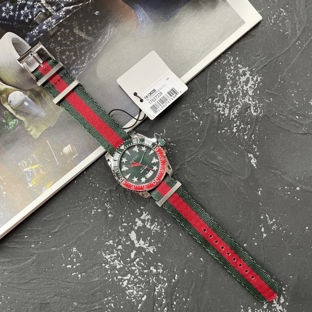 gucci の 腕時計 メンズ偽物 ウォッチ ナイロンバンド 運動風 ランニング用 直径40㎜ メンズ ブラック_2