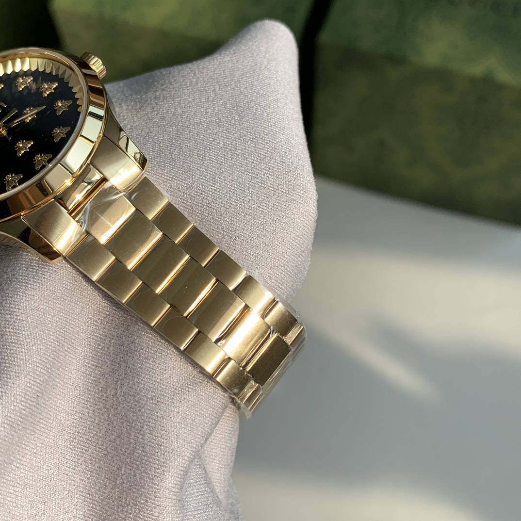 gucci デジタル 腕時計偽物 ウォッチ ゴールド色のスチールバンド 防水 人気品 シンプル レディース ブラック_8