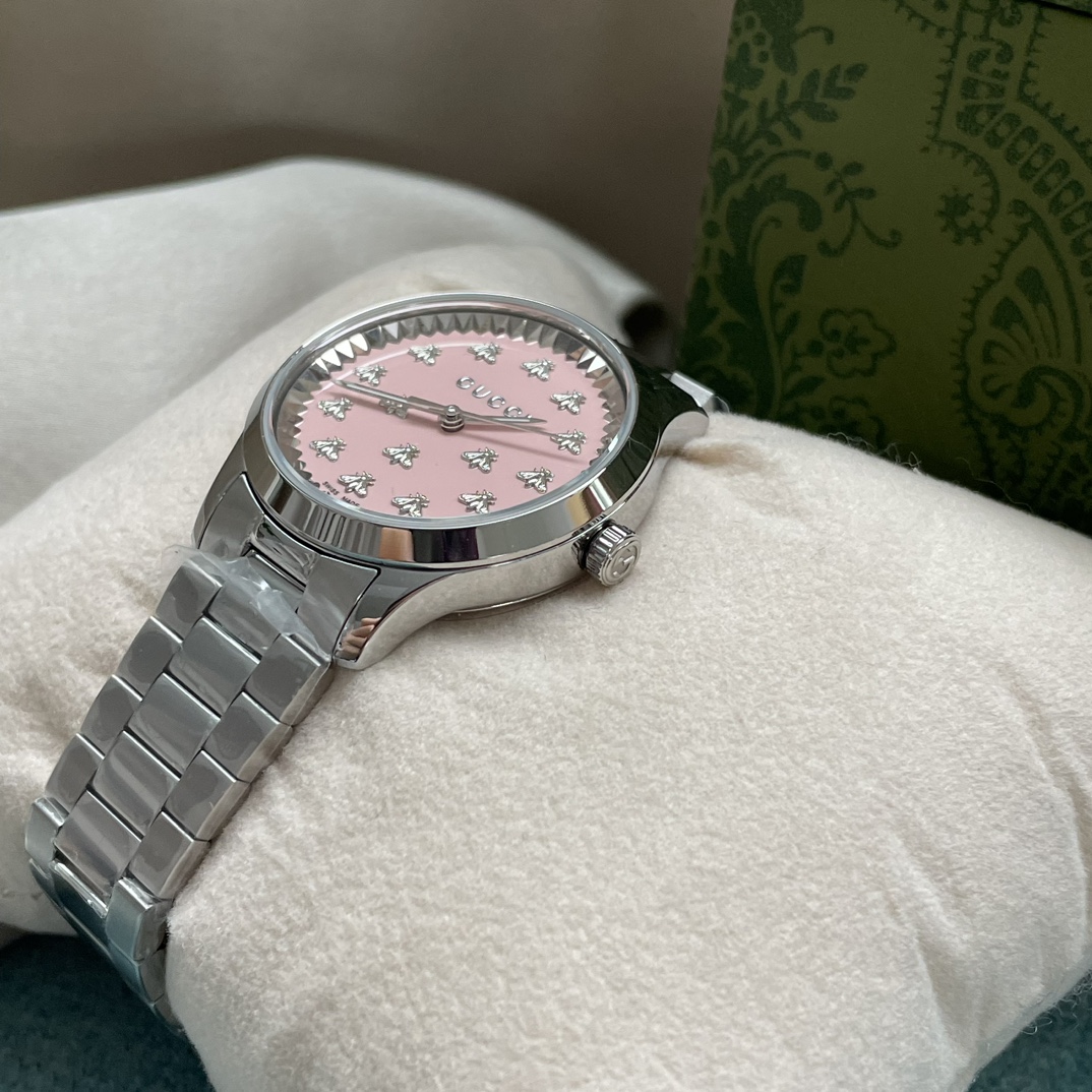 gucci ブランド 時計 レディース偽物 ウォッチ シルバー色のスチールバンド 防水 人気品 シンプル レディース ピンク_5
