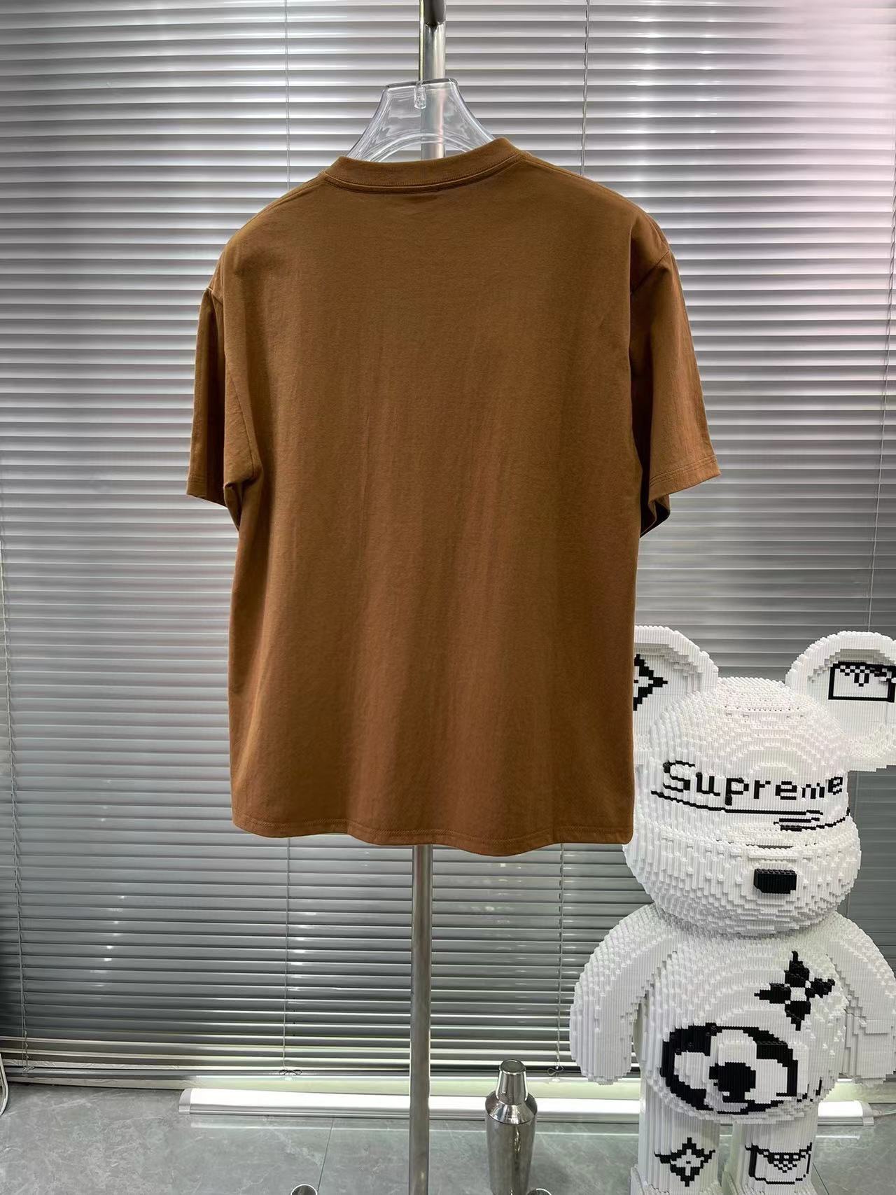 fendi シャツ レディース激安通販 トップス 綿100% 熊プリント 短袖 Tシャツ 柔らかい メンズ ブラウン_5