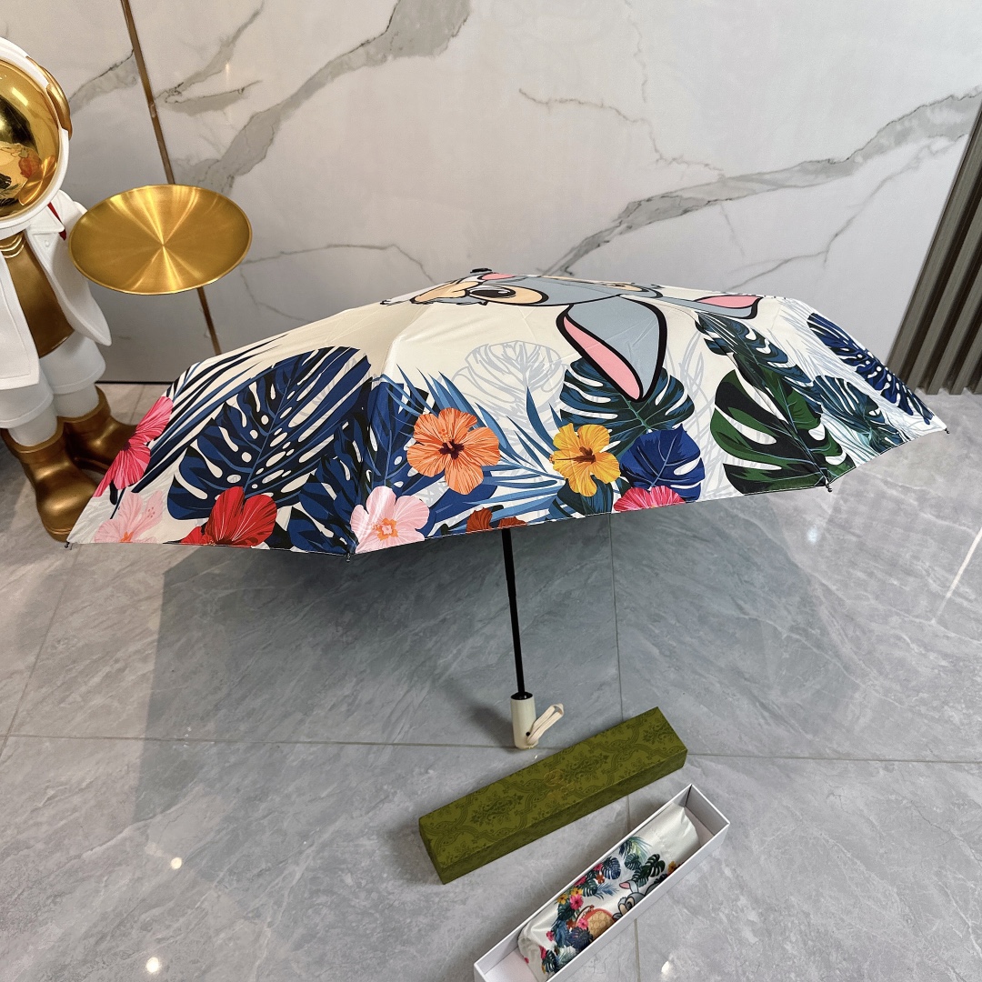 GUCCIグッチ 傘Ｎ級品 UVカット率100%認証 折りたたみ傘 晴雨兼用 しっかり うさぎプリント カラフル ホワイト_7